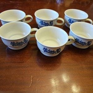 Vintage Pfaltzgraff Yorktowne Soup Flat Mugs Set of 6